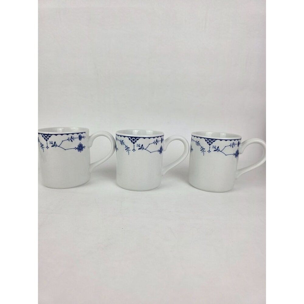 Denmark Blue Floral Porcelain Coffee Mugs By Johnson Bros Set Of 3 White & Blue - Picture 4 of 7